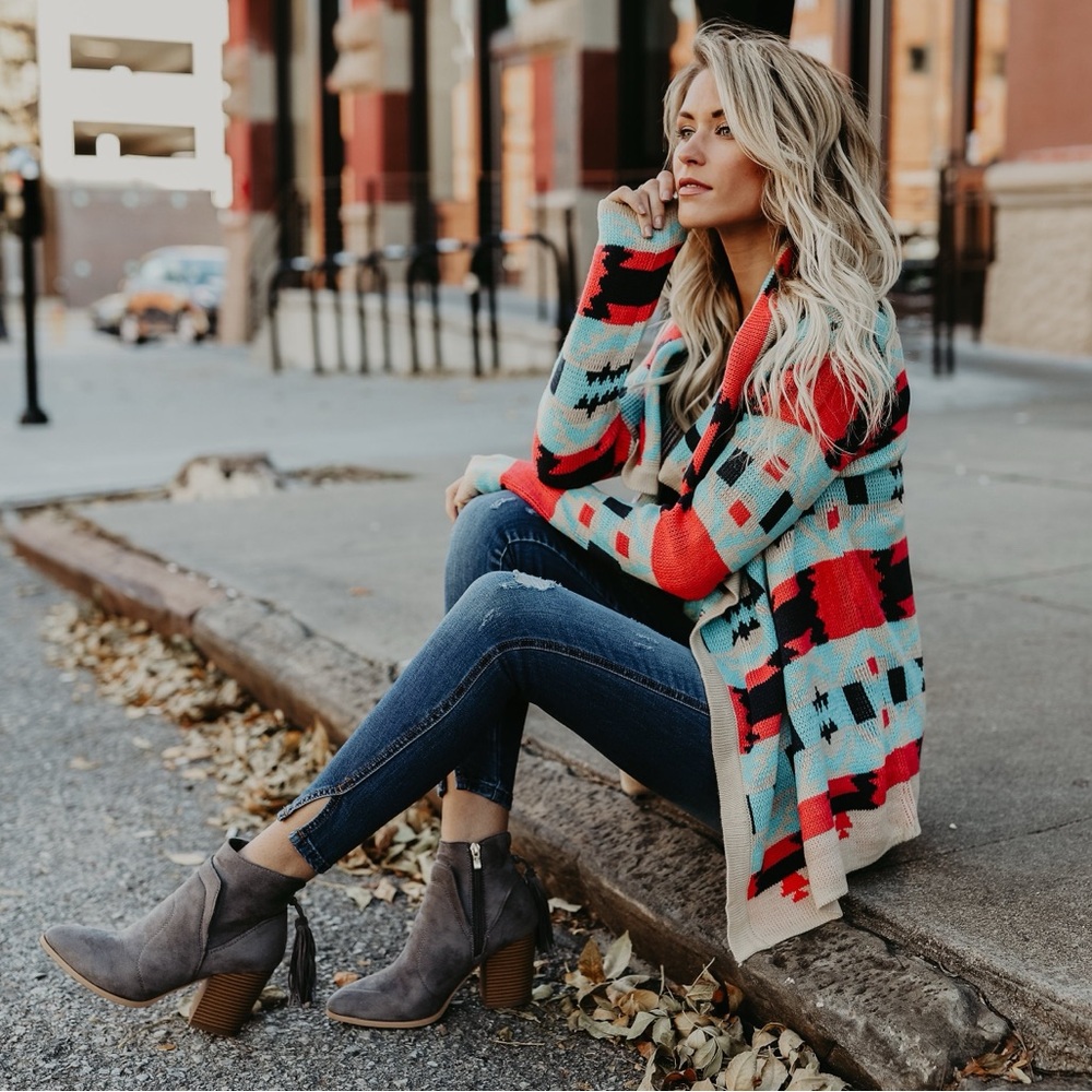 Aztec Open Front Cardigan